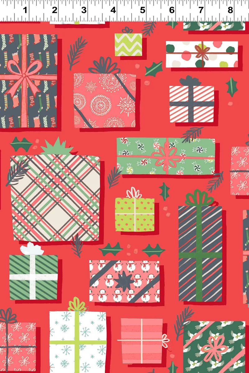 Clothworks - 25 Days of Christmas - Presents Red