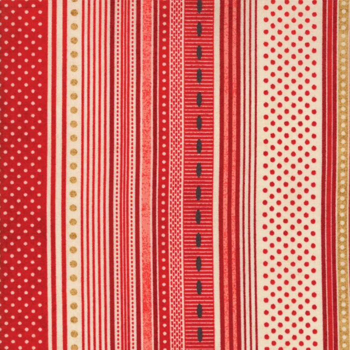 Moda - Berry Merry - Scarlet Ribbon Stripe - Endstück 85 cm