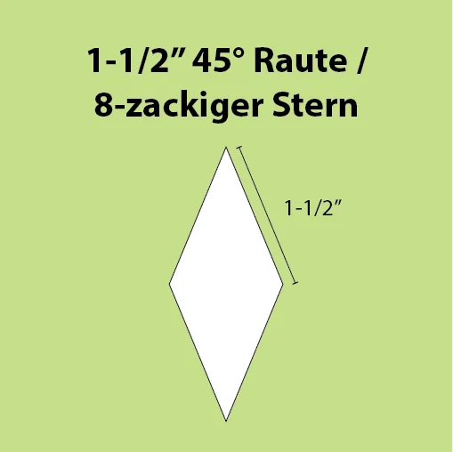 Paper Piecing Schablonen - 8-Point Diamond / 8-zackiger Stern 1-1/2 Inch