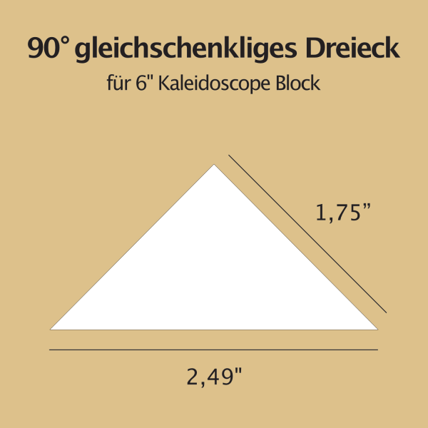 English Paper Piecing Schablonen - 45° gleichschenkliges Dreieck für 6" Kaleidoscope Block