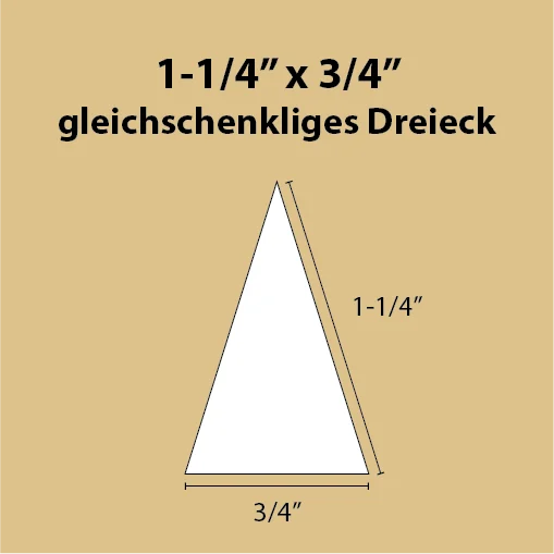 Paper Piecing Schablonen - Isosceles Triangle / Gleichschenkliges Dreieck 1-1/4 Inch x 3/4 Inch