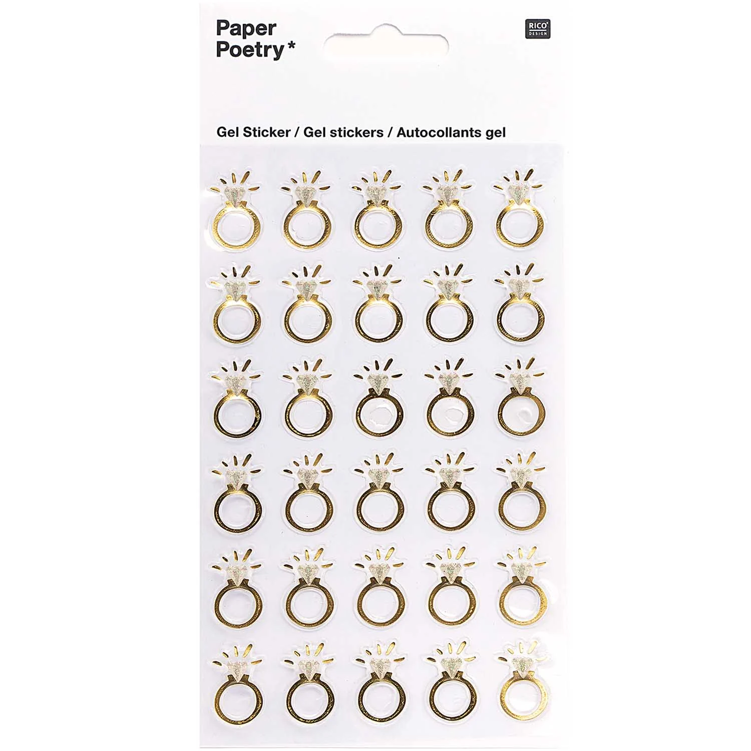 Paper Poetry Gel Sticker - Ringe Gold