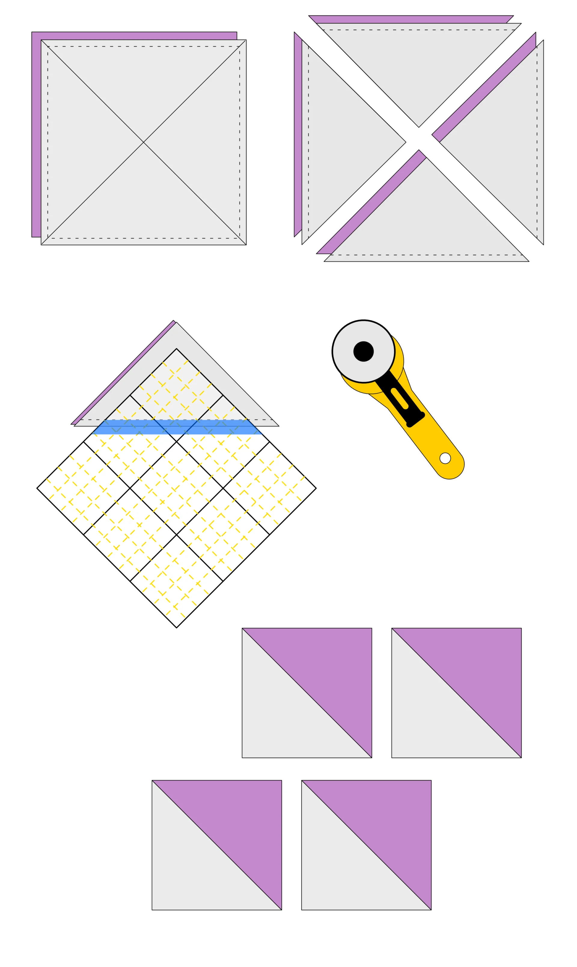 Half Square Triangle Methode 3