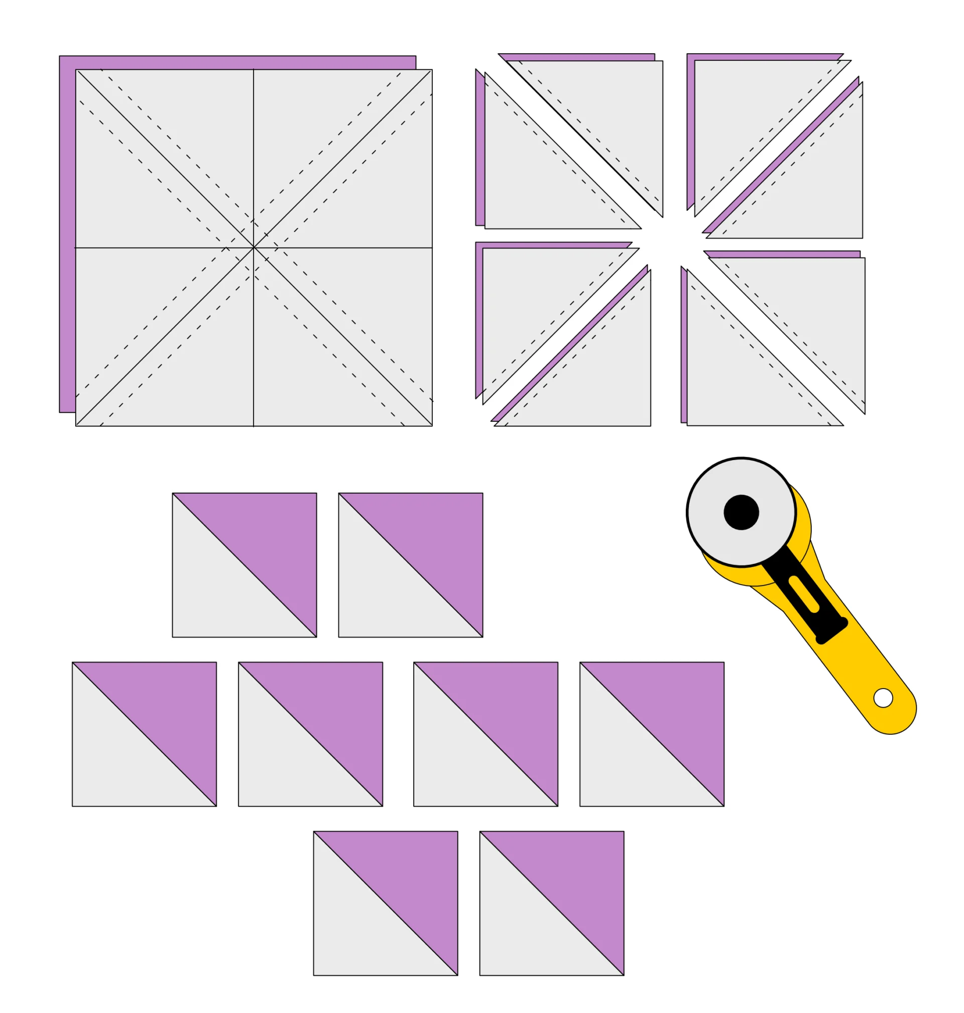 Half Square Triangle Methode 4