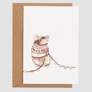 Weihnachtskarte - Mister Peebles - "Chris Mouse" Maus mit Glöckchen