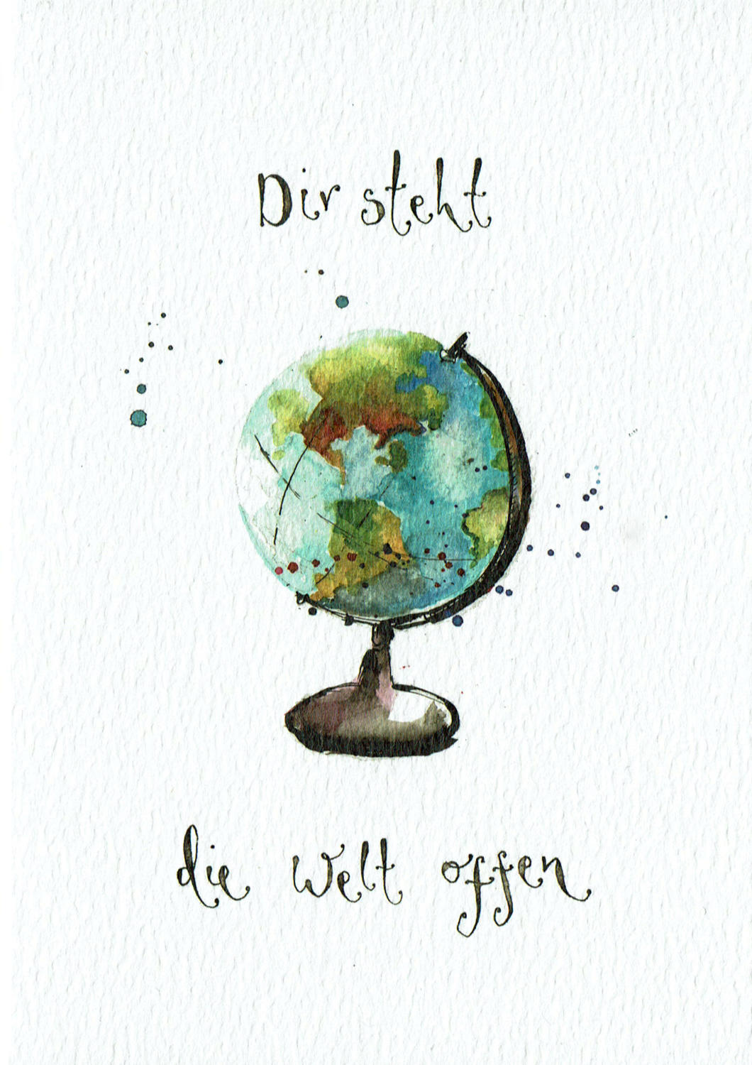 Grußkarte Taurus Louise Mulgrew Dir steht die Welt offen Globus