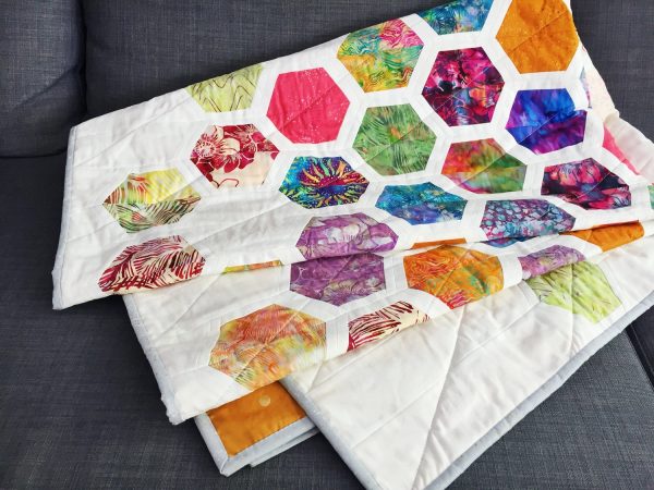 Quilt Patchworkdecke "Tropical" Hexagone
