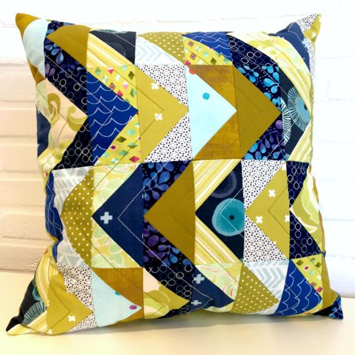 Patchwork Kissenhülle "Flying Geese Green/Blue"