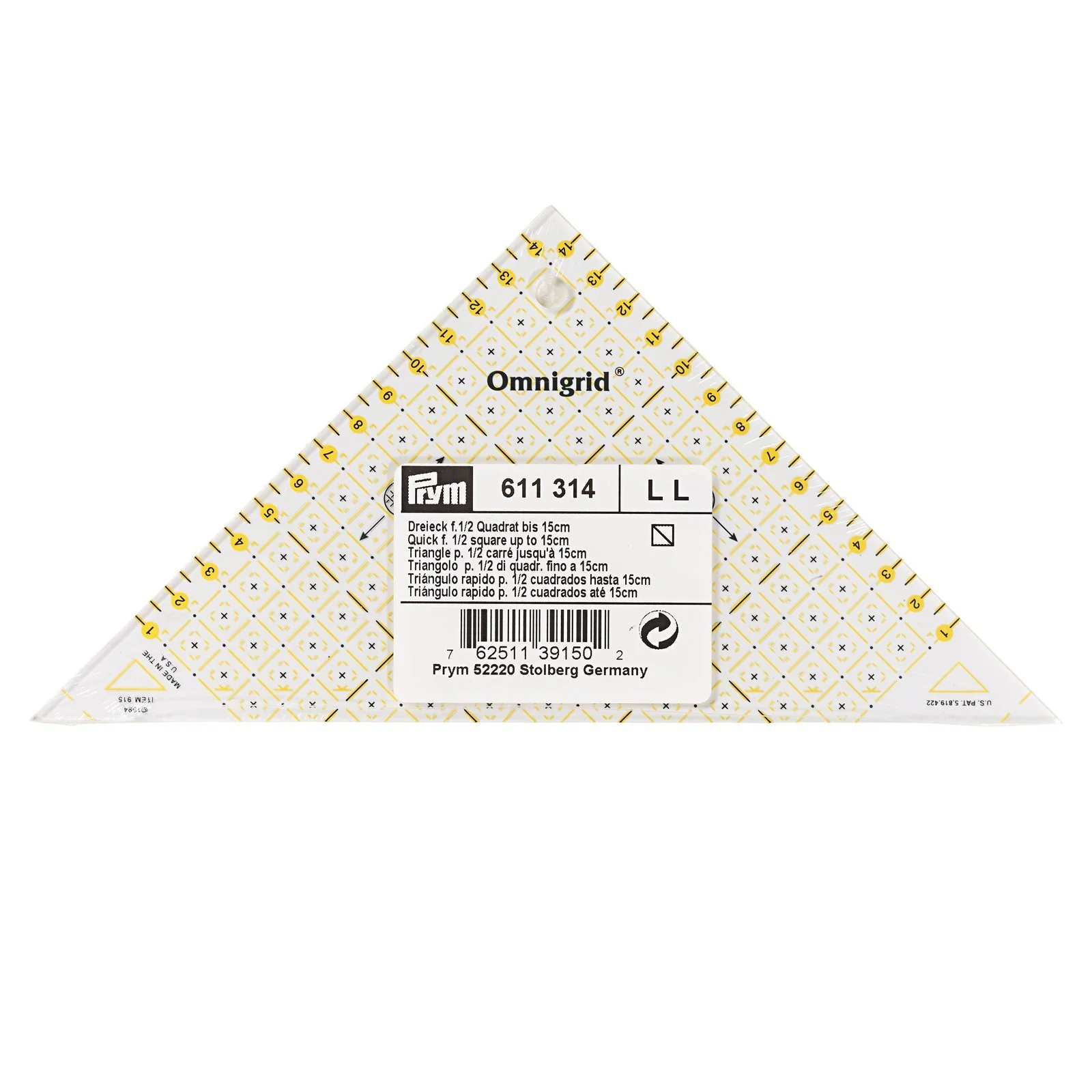 Patchwork-Lineal - Prym / Omnigrid - 90° Dreieck 15 cm - 611 314
