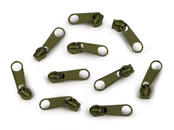 Reißverschluß-Schieber für 3 mm Endlos-Reißverschluß - Olive