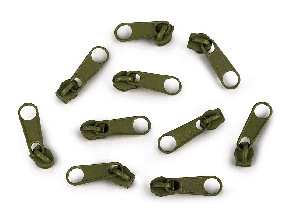 Reißverschluß-Schieber für 3 mm Endlos-Reißverschluß - Olive