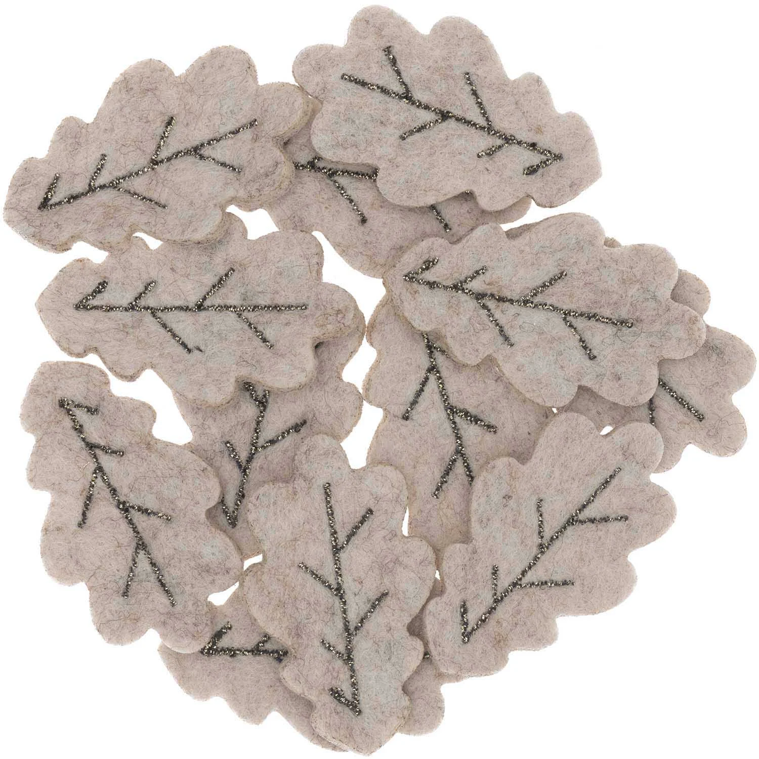 Ohhh! Lovely! - Streu-Deko Eichenblätter aus Filz - Khaki / Gold - 7040.28.68