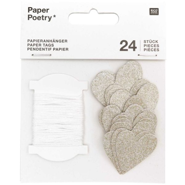 Paper Poetry - Papieranhänger Herzen - Glitter Hellgold - 99001.22.29