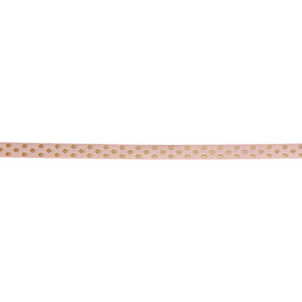 Rico Design - Webband - Hellrosa mit Goldpunkten - 10 mm breit, 2 Meter - 7004.70.41