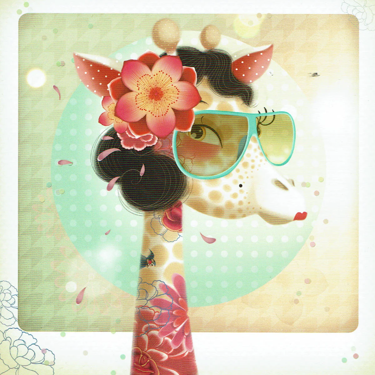 Postkarte - Blue Art - Joséphine - Giraffe mit Sonnenbrille - MFZ29