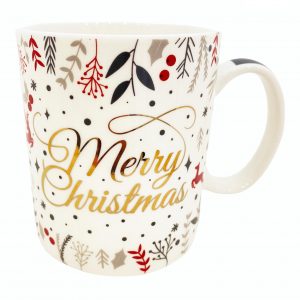 Jumbo-Henkelbecher aus Porzellan "Merry Christmas" - weiß - 400 ml - 10030123