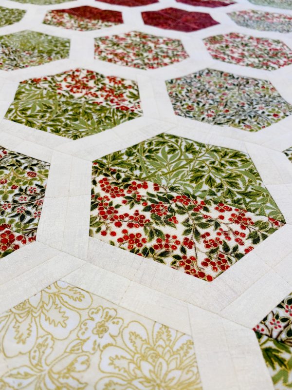 Mitteldecke / Wandquilt "Klassisch Elegant" mit Hexagonen