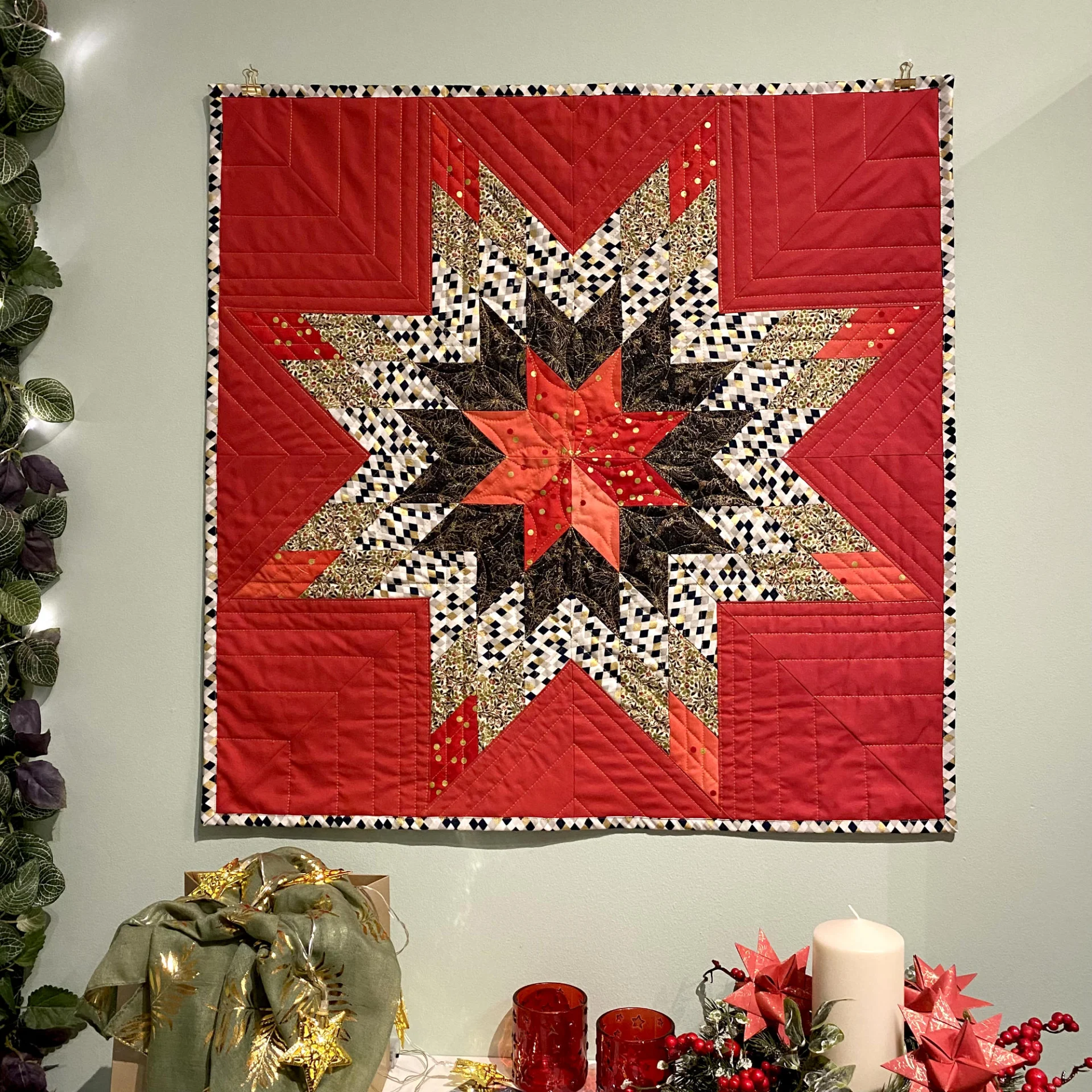 Weihnachtlicher Lone Star - als Tischdecke oder Wandquilt
