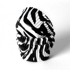 House of Marie - 50 Cupcake-Förmchen - Zebra schwarz/weiß