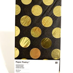 Seidenpapier - Schwarz mit Goldpunkten / Hot Foil - 4 Bögen á 50 x 70 cm - Rico Design