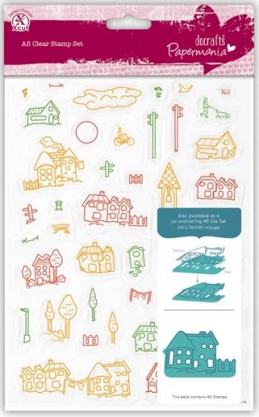 Stempelset "Kleines Dorf", 40-teilig - Docrafts / Papermania - PMA907321