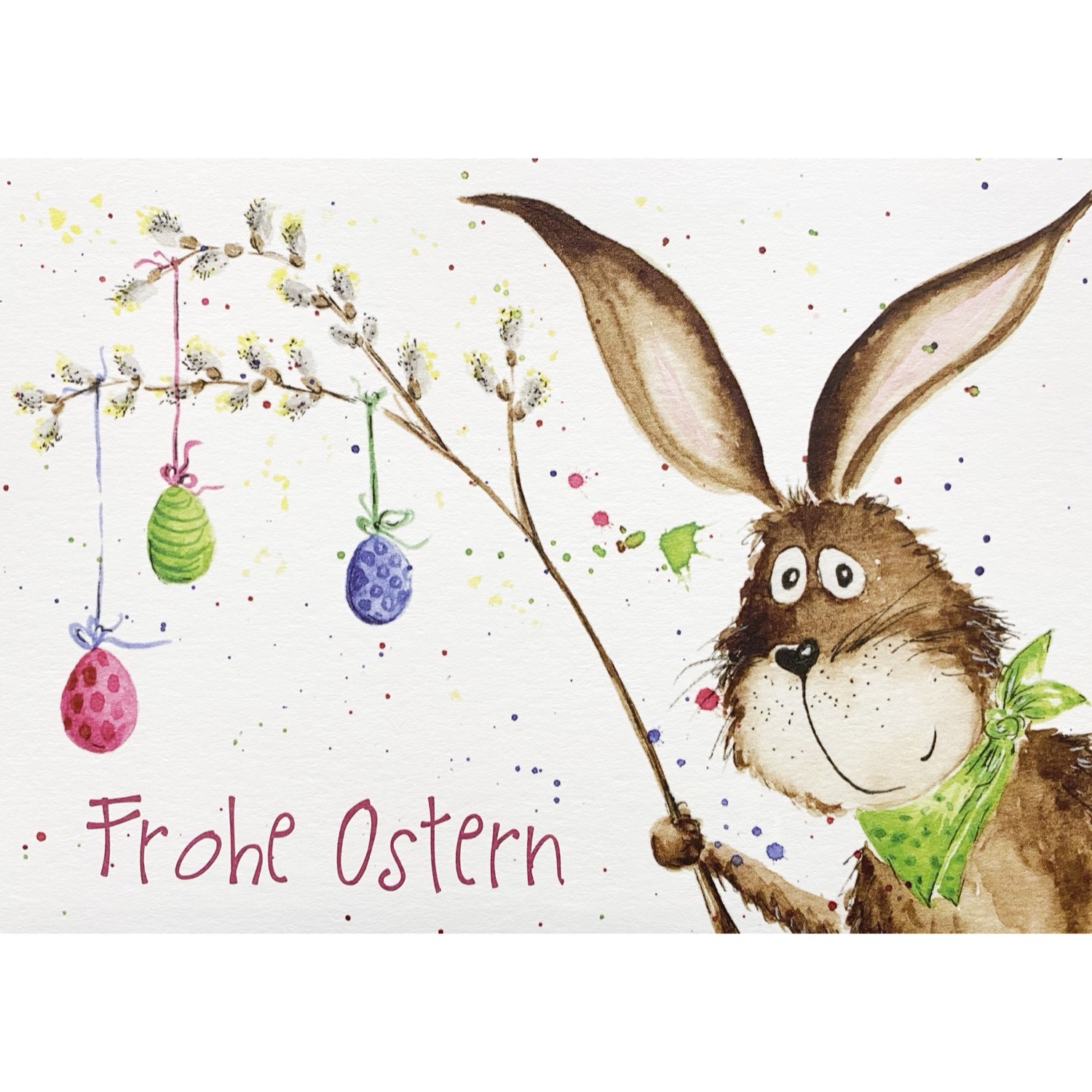 Postkarte - Taurus - Hase mit Eiern - Frohe Ostern - Gisela Herberger - 43-173