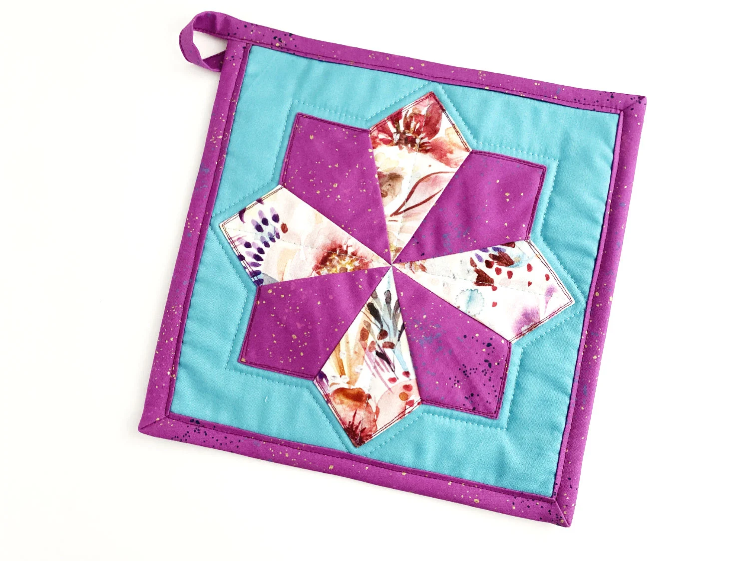 Topflappen - Desdner Teller Pink / Blau