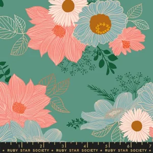 Moda - Ruby Star Society - Elixir - Salon Flowers Watercress Metallic - Melody Miller - RS0037 13M