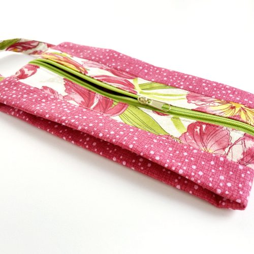 Reißverschluß-Tasche - Falttasche - Tulips Dotted