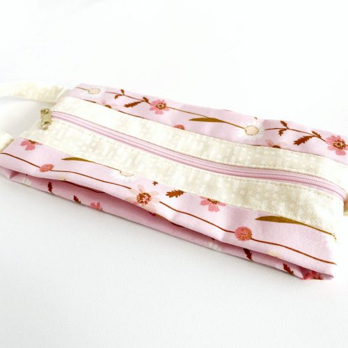 Reißverschluß-Tasche - Falttasche - Wildflowers Rosa