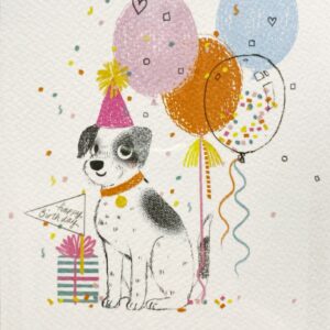 Grußkarte - Lass dich feiern! - Hund mit Luftballons - DV 9388