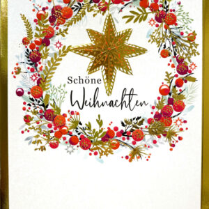 Weihnachtskarte - Schöne Weihnachten - Beerenkranz mit Stern - 211-293/1