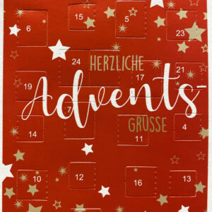 Adventskalenderkarte - Herzliche Adventsgrüße - Rot mit Sternen - 223-481/2