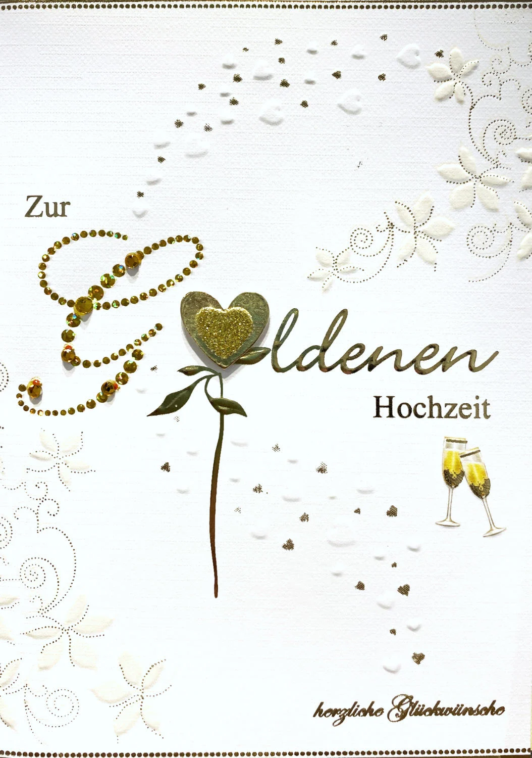 Grußkarte - Zur Goldenen Hochzeit herzliche Glückwünsche - Rose - 98-051/0