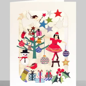 Weihnachtskarte mit Lasercut-Details - Weihnachtsbaumschmücken - XP71