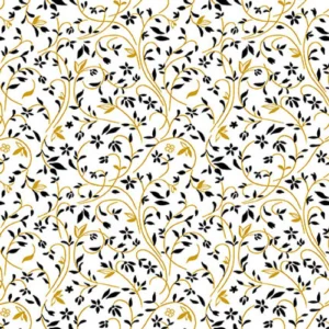 Henry Glass - Black, White & 24 Karat - Swirling Vine - 2869M-11
