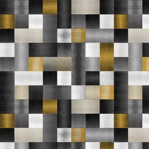 Henry Glass - Black, White & 24 Karat - Geo Plaid - 2874M-99