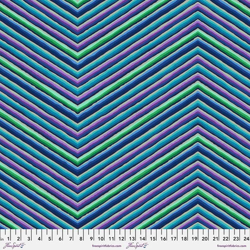 FreeSpirit - Kaffe Fassett: 85 & Fabulous - Chevron Stripe Blue - PWGP090.BLUE