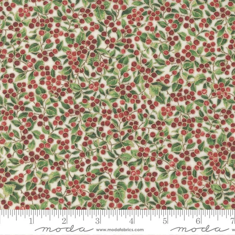 Moda - Merry Manor Metallic - Hollyberry Cream - 33664 11M