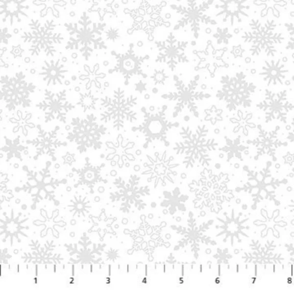 Northcott - Basically Black & White - Snowfall - Silver Metallic - 10011M-10