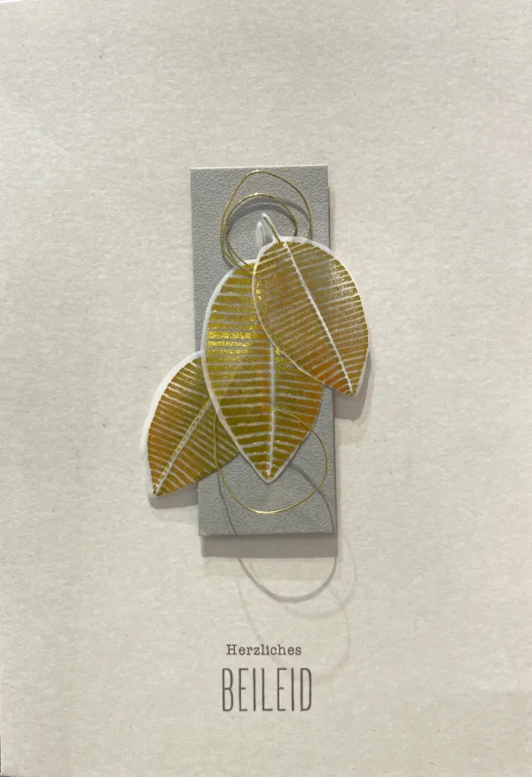 Trauerkarte - Herzliches Beileid - Goldene Blätter - 107-052/0