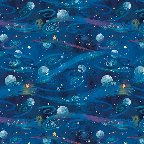 Blast Off! - Navy - Silas M. Studio - Blank Quilting