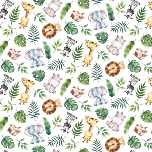 Northcott - Wee Safari - White Multi - 25643-10