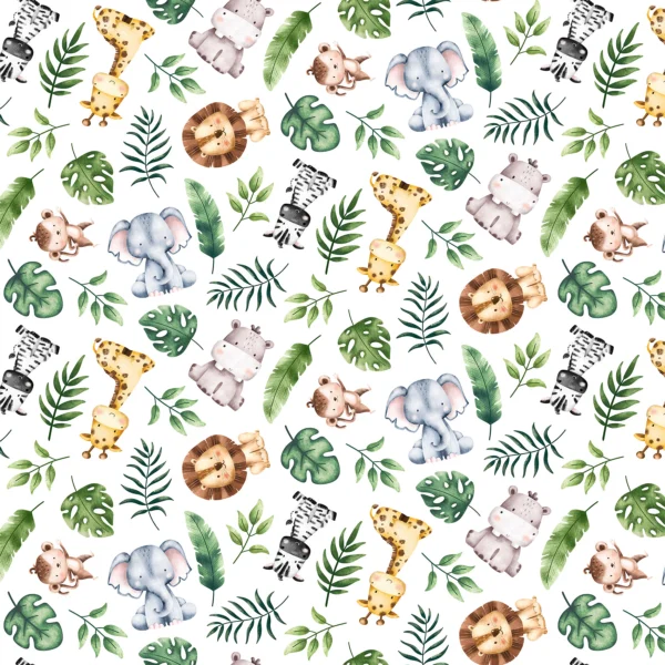 Northcott - Wee Safari - White Multi - 25643-10