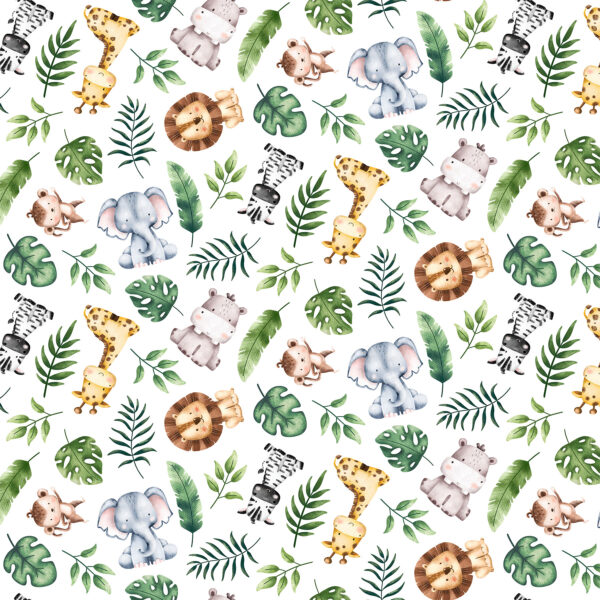 Northcott - Wee Safari - White Multi - 25643-10