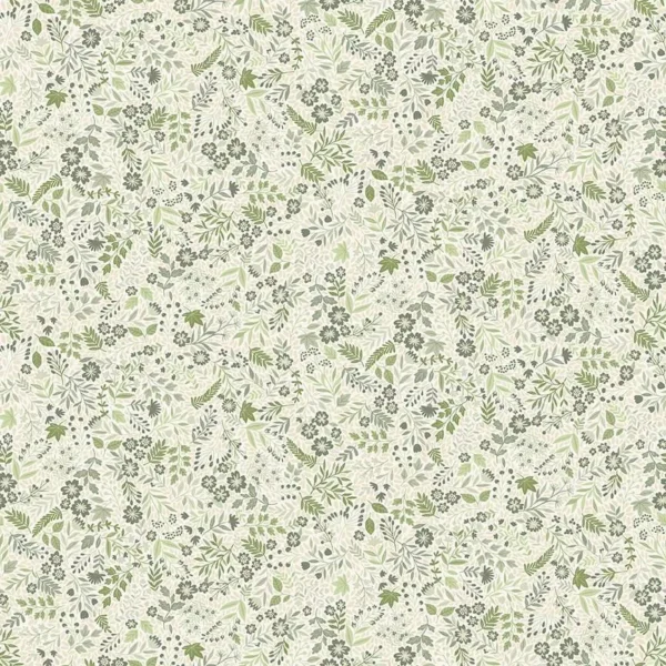 Makower - Fooxwood - Wildflower Green on Cream - 017/GQ