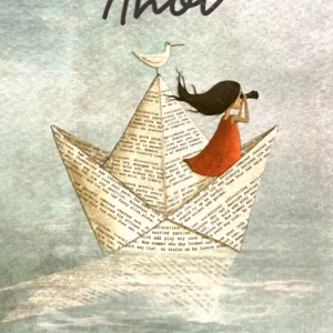 Postkarte - Ahoi - Mädchen auf Papierschiffchen