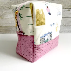 Reißverschlusstasche - Boxy Bag - Reiseapotheke - Paris / Rosé