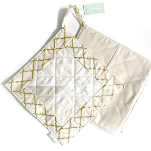 Topflappen-Set - Half Square Triangles - Creme