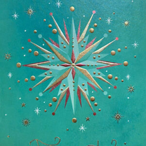 Weihnachtskarte - Frohes Fest - Stern auf Grün